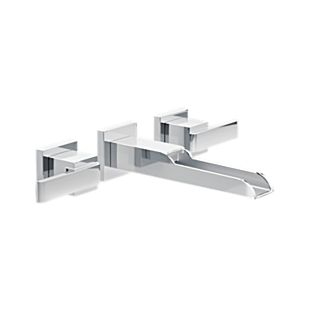 Ara Two Handle Wall-Mount Lavatory Faucet with Channel Spout